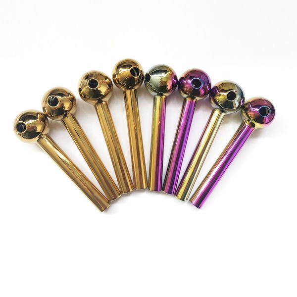 Nouvelle Qualité 4 pouces Verre Brûleur À Huile Tuyau Épais Tube Or Laser Couleur Fumer tuyaux Tubes ou Dab Rig Eau Bong Mini Pipes À Main