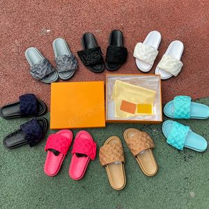 luxe designer platform heren dames slippers pantoffels zwembad kussen muiltjes comfort zonsondergang platte sandalen sliders makkelijk te dragen stijl scuff front loafers schoenen 35-45