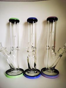 Vintage 13 inch 7mm Straight Glass Bong Water Roken Hookah Pipe 14mm Gezamenlijke Bubbler Oil DAB Rigs kunnen klantlogo plaatsen