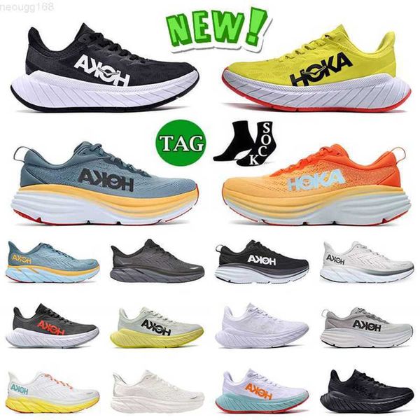 Nueva calidad Hoka One Zapatillas para correr Hokas Bondi H Carbon X2 Clifton Zapatillas deportivas Negro Blanco Ámbar Amarillo Lunar Rock Dark Shadow Fiesta Hombres Mujeres Entrenadores 551ESS