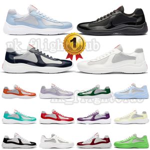 prada americas cup Chaussures pour hommes American designer sneakers patent leather flat shoes Black Mesh lacets sneakers dhgate Platform 【code ：L】