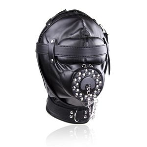 Bondage Quality PU Leather Diver Mask Gimp Hood Full covered Restraints Headgear #Q76
