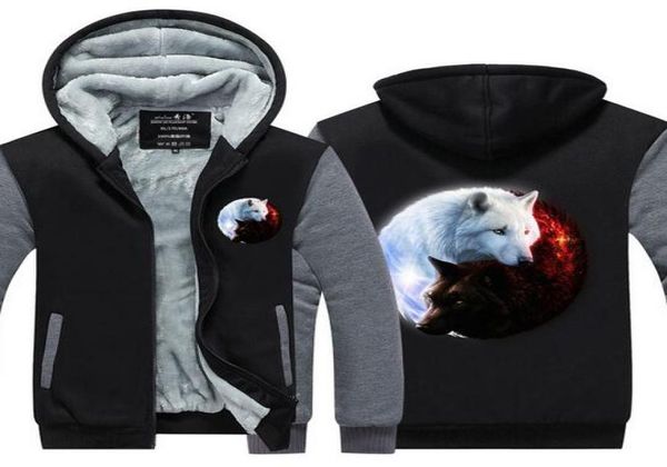 Nouveau pull de qualité Fashion épaississa la fermeture éclair en tlémeuse à la fermeture à fermeture éclair Yinyang Wolf Men de sweats à capuche 3d Hodies Winter Brand Jacke7049509