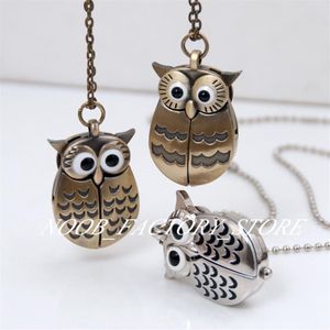 Nouveau Quartz Vintage Ouvrir et Fermer Hibou Montre De Poche Collier Rétro Bijoux Toute La Chaîne De Chandail De Mode Montre Suspendue Cuivre Col2554