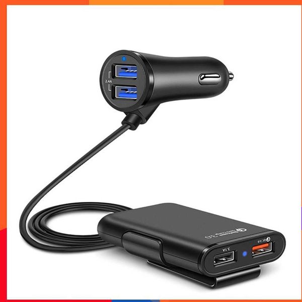Nouveau chargement rapide du chargeur mobile USB Qc3.0 à 4 ports Chargeur de voiture USB à clip avant et arrière