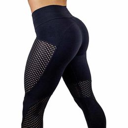 Nuevas polainas de hilo de secado rápido Moda Tobillo-Longitud Legging Fitness Negro Púrpura Azul Color para mujer Envío gratis LJ201006