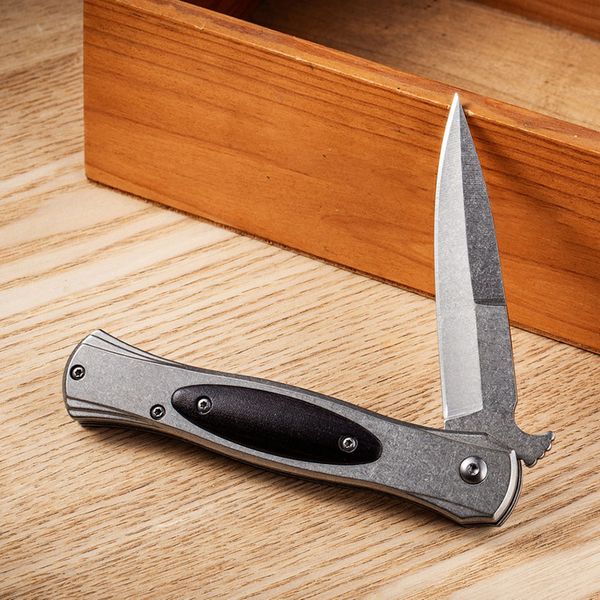 Nuevo cuchillo plegable asistido R7226 3CR13MOV Madera de cuchilla de satén con mango de lámina de acero inoxidable Cuchillos tácticos de bolsillo EDC al aire libre