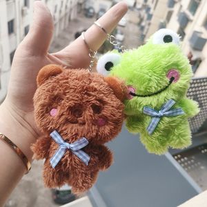 Nieuwe konijn pluche speelgoed sleutelhangers kleine beren pop creatieve kikker speelgoed gele eendentas hangende sieraden