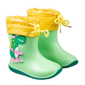 Nuevas botas de lluvia para niños Invierno niña linda 3d dinosaurio niños botas para niños lujoso tobillo tobillo PVC Impensas de agua Baby Water Botter