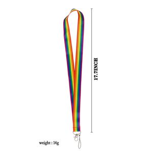 Nuevo Rainbow Gay Lanyard para llavero Tarjeta de identificación Cubierta Pase Teléfono móvil USB Titular de la insignia Llavero Correas para el cuello Accesorios bolsos billetera bolsos Accesorios