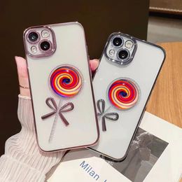 Nieuwe Rainbow Lollipop -telefoonhoesjes voor iPhone 13 12 11 Pro Max 14 12Pro 13Pro 13PROMAX STEREO 3D Transparante Angel Eye Glitter Transparant Soft Case