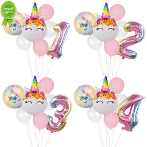 Nieuwe Regenboog Eenhoorn Ballon Nummer Folie Globos Kids Meisje 1st Eenhoorn Verjaardagsfeestje Decoratie Benodigdheden Baby Shower Gunsten Speelgoed Gift