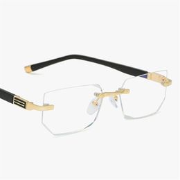 Nuevas gafas de lectura Gafas para presbicia Lentes de vidrio transparente Unisex Sin montura Gafas anti-luz azul Montura de gafas Fuerza 1 246B