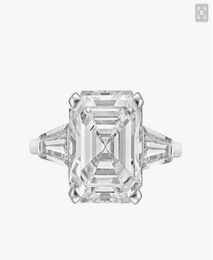 Nueva Plata de Ley 925 auténtica de lujo con corte Asscher, anillo de compromiso de boda con diamantes para mujer, anillo de plata con corte radiante, joyería N644190048