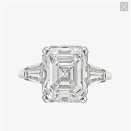 Nuevo Anillo de compromiso de boda de diamante con corte Asscher de lujo de Plata de Ley 925 auténtica para mujer, anillo de plata con corte radiante, joyería N64280F