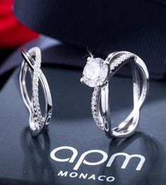 Nieuwe echte 925 Sterling Silver Wedding Ring Set voor vrouwen Silver Wedding Engagement Sieraden Hele N50208Z2537126