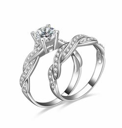 Novo conjunto de anel de casamento em prata esterlina 925 real para mulheres joias de noivado e casamento inteiro n615930783