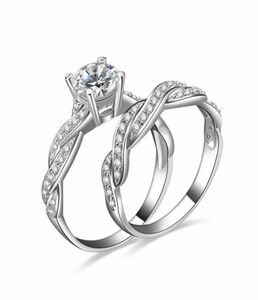 NIEUW ECHTE 925 Sterling Silver Wedding Ring Set voor vrouwen Wedding Engagement Sieraden Hele N619968874