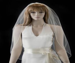 Nouvelle Image réelle bord de ligne romantique Simple avec peigne 1T voile de mariage blanc ivoire bout des doigts de mariée Ve8367433