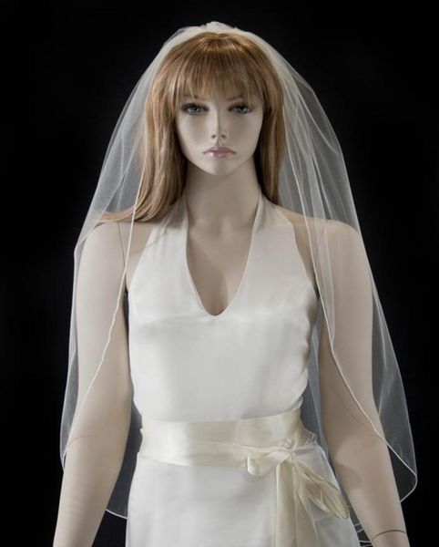 Nouvelle image vraie simple ligne romantique avec peigne 1t lvory veilde de mariage blanc doigté Bridal VE6126761