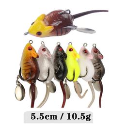 Nouvelle souris réaliste appât souple 5 5 cm 10 5g 3D en caoutchouc artificiel souris crochet de pêche Spinner lure1948