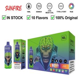 Nouvelle tornade rechargeable 9000 Puffes Flavour de vigne 18 ml Jui Dernable Vape Pen Kit avec RVB Light 9K 9K Vapes jetables en stock expédition rapide en France UK EU