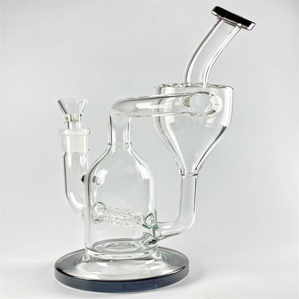 Pequeño Heavy Duty Pumping Bong Rig Glass Hookah GB-320 con percloroetileno y clavo de cúpula Columna de agua giratoria Conector de 14 mm