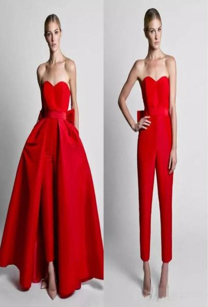 Nouveau rouge 2019 Krikor Jabotian Jumps Curchs Robes de soirée avec arc Train détachable Sweetheart Prom de fête officielle 4147039