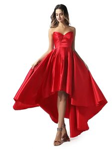 Nouvelle robe de bal asymétrique rouge 2024 plis scintillants chérie rouge satin haut bas soirée formelle fête d'anniversaire robes de fiançailles Robe de Soriee
