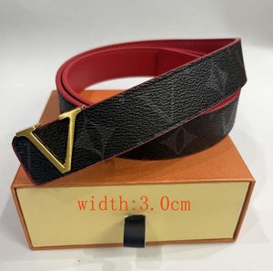 Nieuwe rode riem voor vrouwen echt leer van 3 cm breedte hoogwaardige mannen designer riemen l buckle cnosme dames tailleband cintura ceintures