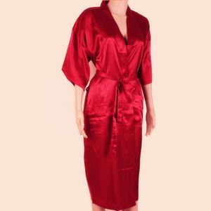 Nieuwe rode Chinese mannen Sexy Silk Rozes Solid Color Kimono Badjurk Rayon Nightwear Male Pyjama Plus Size S M L XL XXL XXXL S0026