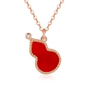 Nouveau collier à la mode à gourde rouge avec chaîne et collier de style chinois élégant