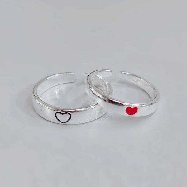 Nouveau Rouge en forme de coeur Ouverture Couple Anneau Tendance De La Mode Creative Haute Qualité Bijoux X0715