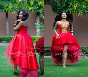 Nuevos vestidos de fiesta de graduación de niña negra africana roja baja y hinchazón 2019 Mangas de vestidos nocturnos más exclusivos de vestidos ankara festra4170675