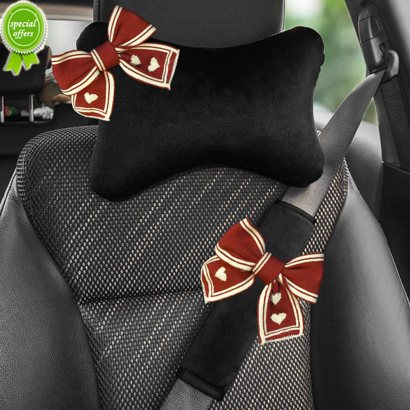 حمراء حمراء جديدة عاشق سيارة القوس إكسسوارات inerior للنساء وسادة الرقبة Universal Car Diadrest Auto Seatbelt Cover