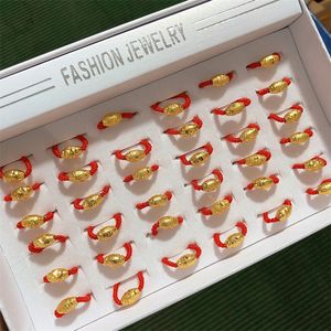 Neue rote Seil-Transferperle, Gold, ovale Perle, gewebter Ring, Geschenk für Damen und Herren