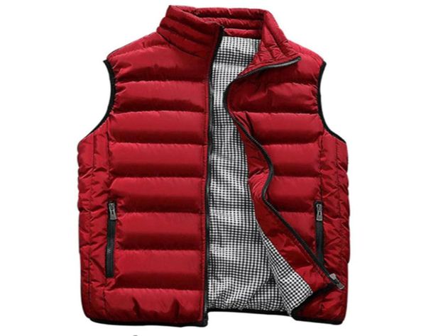 Nuevo chaleco rojo para hombre, chaqueta sin mangas de invierno y otoño, chaleco de algodón liso con cremallera de talla grande 5XL, pantalón corto informal, chaquetas 2010793