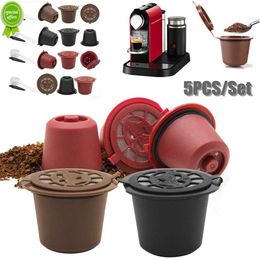 Nouveaux filtres à capsules de café réutilisables rechargeables pour Machine Nespresso, tasse à capsules de café réutilisables, cuillère, ensemble de brosses