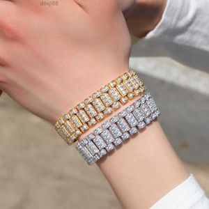 NIEUWE RELATIE BRACELETS Magnetisch ontwerp Hip Hop AAA CZ Stone Bling Iced Out Watch Band Bracelet Bangle For Men Charm Jewelry Gold Color