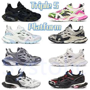 Paren drievoudige s 4.0 platform outdoor schoenen mode sneakers pastel fluo geel zwart wit blauw grijs mannen vrouwen trainers chaussures US 6-12