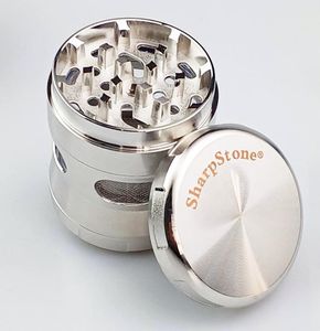 Nieuwe release SharpStone zinklegering droge kruidenslijpmachines 52 mm 4 onderdelen Tabak Grinder kruidenmolen zijkant transparante ramen cnc Spice C3345570