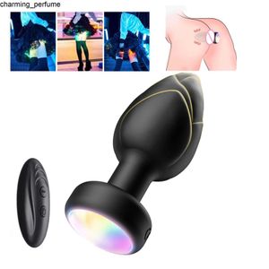 Nouvelle télécommande Rose Vibrator LED PLIG ANAL TOYS SEX avec 10 vibrations de fréquence Silicone Light Up Anal plug pour les couples sexuels