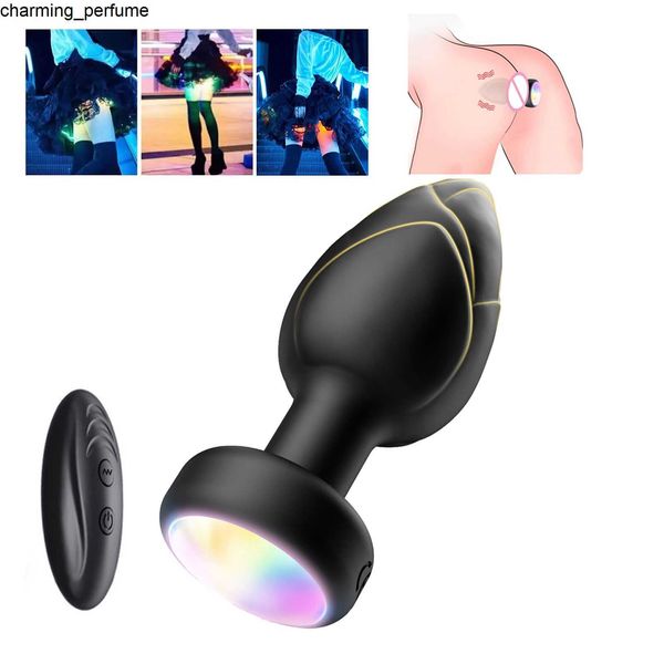 Nuevo control remoto Rose Vibrador LED Anal Toyadores sexuales con 10 frecuencias vibraciones de silicona enchufe anal para parejas sexuales