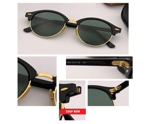 Nieuwe retro klassieke vintage ronde zonnebrillen mannen merkontwerper cirkel zonnebrillen vrouwen 4246 topkwaliteit groen lens brillen ritten6584764