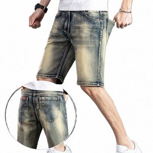 Nouveaux jeans de short de denim rétro ancien ajustement régulier d'été droit à la mode de qualité pantalon court high street y3fu #