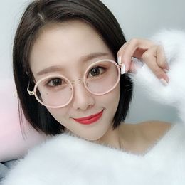 Nouveau cadre de lunettes rétro femmes à la mode Style coréen rond lunettes de myopie cadre hommes plein cadre en métal lunettes plates jambes fines