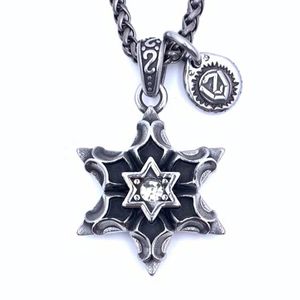 Nieuwe retro hexagram hanger titanium staal ketting mannen en vrouwen trend persoonlijkheid hiphop mode straataccessoires