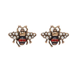 Vintage abeille Stud mignon perle strass mignon abeille boucle d'oreille cadeau pour l'amour bijoux de mode accessoires