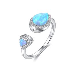 Anillo retro de marca europea S925 STERLING Silver Water-Drop Opal Zircon Ring High-End Ring y American Hot Fashion Women Exquisito Ring Ring Jewelry Regalo SPC