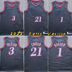 Nieuwe retro heren basketbal jersey Black 3 Allen Iverson Men Jerseys Uniformen Goede kwaliteit